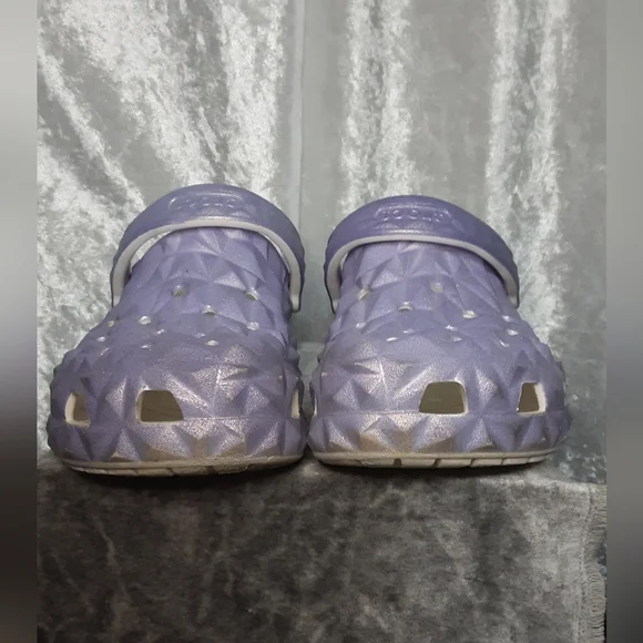 CROCS Geo Clog Shoes Lavender Sparkle Womans 9 Mens 7 - Picture 2 of 11